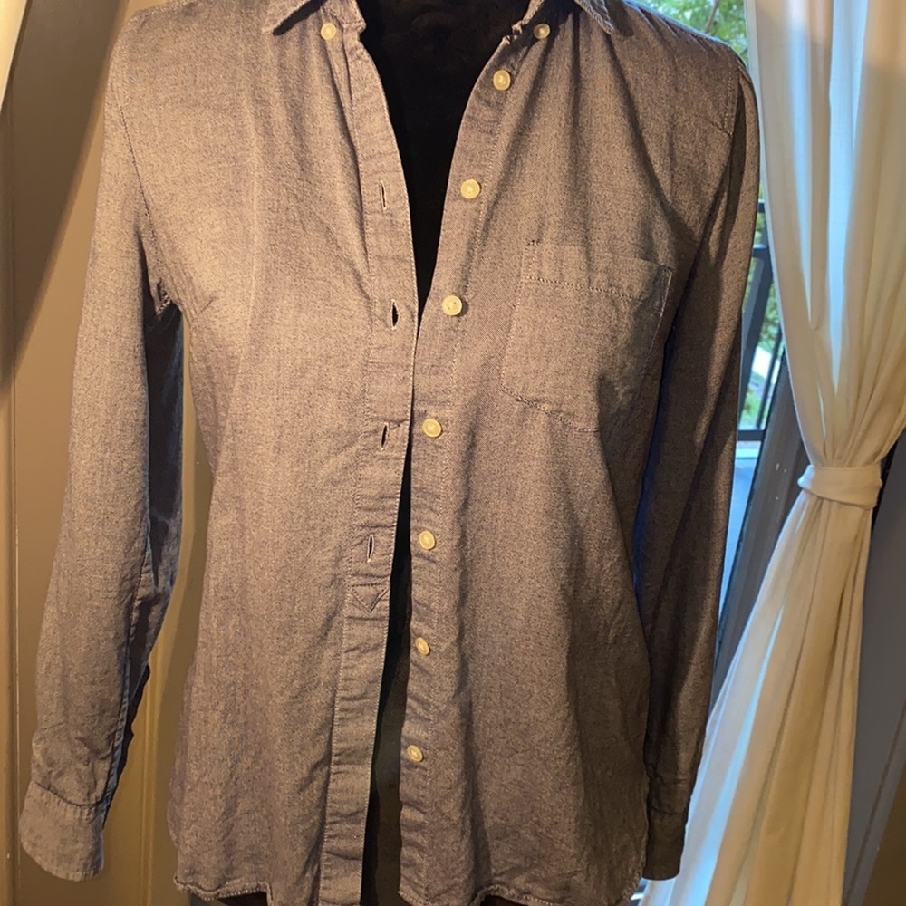 Gap XS denim navy oxford button down longsleeve shirt womens top business casual - Picture 10 of 14